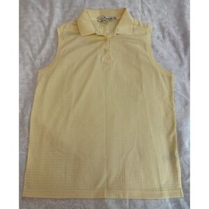 Magnolia Lane NO MASTERS LOGO Polo Shirt Sz M Yellow Y2K Checkered Cotton VTG